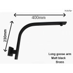 MATT BLACK WALL SQUARE GOOSE NECK GOOSENECK SHOWER ARM BRASS 400mm