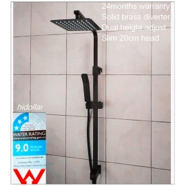 MULTIFUNCTION BLACK DUAL HEIGHT ADJUSTABLE SHOWER RAIL SET DIVERTER AU