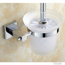 BATHROOM TOILET BRUSH SET BRASS MIRROR CHROME NO-CORROSION HOLDER +BRUSH +CUP