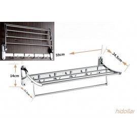 MIRROR CHROME BATHROOM LAUNDRY HOLDER COAT HANGER FOLDABLE TOWEL RAIL RACK SHELF FREE POST