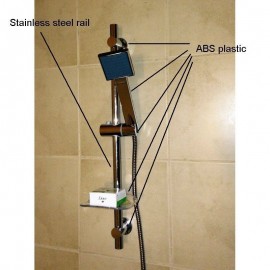 CHROME WELS HEIGHT ADJUSTABLE SHOWER RAIL SET SQUARE HEAD SOAP DISH HOSE 6L/MIN