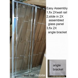 SQUARE SHOWER SCREEN CABIN ENCLOSURE CUBICLE WIDTH DEPTH ADJUSTABLE EASY ASSEMBLY BLACK OR CHROME