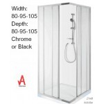 SQUARE SHOWER SCREEN CABIN ENCLOSURE CUBICLE WIDTH DEPTH ADJUSTABLE EASY ASSEMBLY BLACK OR CHROME