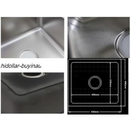 DEEP SQUARE KITCHEN SINK BOWL LAUNDRY SINK 304 STAINLESS STEEL 45X41cm STRAINER