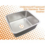 DEEP SQUARE KITCHEN SINK BOWL LAUNDRY SINK 304 STAINLESS STEEL 45X41cm STRAINER