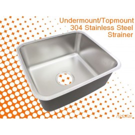 DEEP SQUARE KITCHEN SINK BOWL LAUNDRY SINK 304 STAINLESS STEEL 45X41cm STRAINER