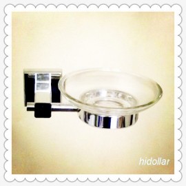 SQUARE BRASS MIRROR CHROME SOAP HOLDER GLASS SOAP DISH