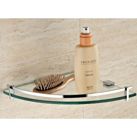 BATHROOM SHOWER BRASS MIRROR CHROME CORNER GLASS SHELF NO-CORROSION