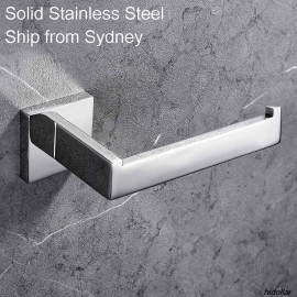 BATHROOM CHROME SQUARE TOILET ROLL HOLDER HOOK SOLID STAINLESS STEEL 16X5cm