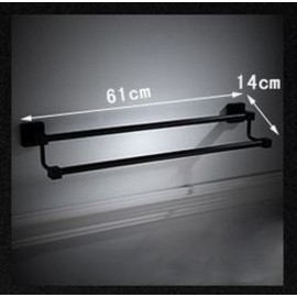 DUAL BATHROOM KITCHEN LAUNDRY BLACK SQUARE STAINLESS STEEL TOWEL RAIL BAR HOLDER