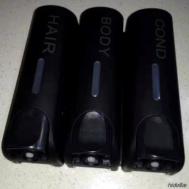BLACK TRIPLE SHOWER GEL BODY LOTION CONDITIONER SHAMPOO LIQUID SOAP DISPENSER