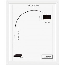 BLACK FLOOR LAMP RETRO LIGHT MARBLE BASE SAA WIDTH HEIGHT ADJUSTABLE H200XW170