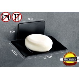 BLACK STAINLESS STEEL SOAP HOLDER BLACK SOAP DISH SCREW FREE NO DRILLING +GLUE