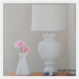 LARGE CLEAR GLASS BASE BEDSIDE TABLE LAMP DESK LIGHT H65CM 3KG WHITE