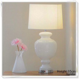 LARGE CLEAR GLASS BASE BEDSIDE TABLE LAMP DESK LIGHT H65CM 3KG WHITE