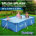 BESTWAY STEEL PRO RECTANGLE SWIMMING POOL 300X201X66cm STEEL FRAME 56404 SET