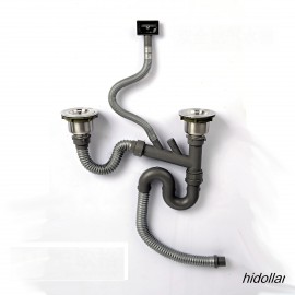 DOUBLE KITCHEN SINK BOWL UNDER/TOPMOUNT SINK 304 STAINLESS STEEL +STRAINER 2MM