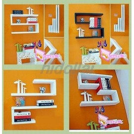 J SOLID FLOATING SHELF SET SHOP WALL DISPLAY CONCEALED FITTING 60X30X20CM