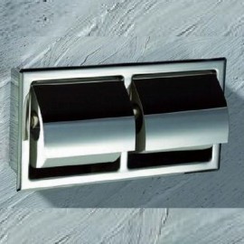 DOUBLE DUAL 304 STAINLESS STEEL IN WALL IN-WALL TOILET ROLL HOLDER