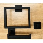 BATHROOM BLACK 3PCS SET TOILET ROLL HOLDER TOWEL RING HOOK 304 STAINLESS STEEL