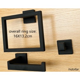 BATHROOM BLACK 3PCS SET TOILET ROLL HOLDER TOWEL RING HOOK 304 STAINLESS STEEL