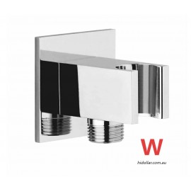 SILVER NO DRILLING BRASS SQUARE WALL ELBOW SHOWER HEAD HOLDER FIXED BRACKET