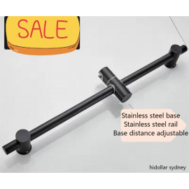 CUSTOMERIZED BASE ADJUSTABLE SHOWER RAIL STAINLESS STEEL RAIL BASES SILVER/BLACK