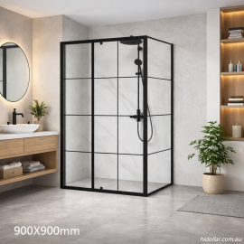 BLACK SHOWER SCREEN SEMI FRAME SQUARE SHOWERSCREEN SHOWER CABIN ENCLOSURE 900X1900