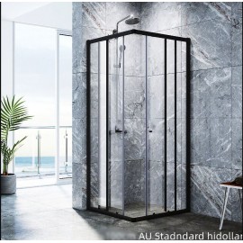 BLACK SQUARE SHOWER SCREEN SHOWERSCREEN SHOWER CABIN ENCLOSURE CUBICLE AU 80/90/100cm