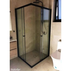 BLACK SQUARE SHOWER SCREEN SHOWERSCREEN SHOWER CABIN ENCLOSURE CUBICLE AU 80/90/100cm