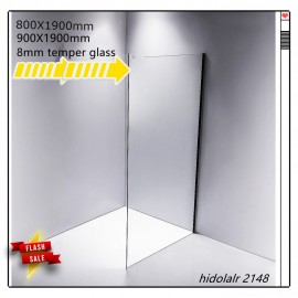 FRAMELESS SINGLE PANEL SHOWER SCREEN SAFETY GLASS 800/900 WHITE,BLACK,SILVER