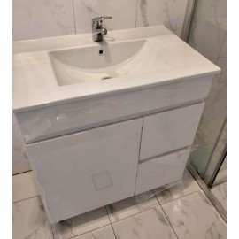 BATHROOM VANITY WASH BASIN STAND CABINET 2 DRAWER 750/900  HIGHER OPTIONS WHITE OR TIMBER FINISH