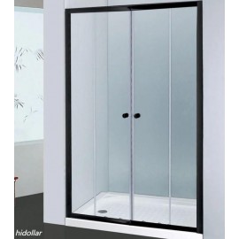 SILVER OR BLACK WALL TO WALL SLIDING SHOWER SCREEN SEMI FRAME 2 DOORS 145CM--192CM