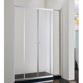 SILVER OR BLACK WALL TO WALL SLIDING SHOWER SCREEN SEMI FRAME 2 DOORS 145CM--192CM