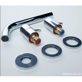 CHROME ROUND WALL TAP SET WITH SPOUT 1/4 TURN 6 STAR SHOWER SET  LAUNDRY FREE POST