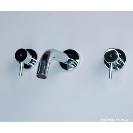 CHROME ROUND WALL TAP SET WITH SPOUT 1/4 TURN 6 STAR SHOWER SET  LAUNDRY FREE POST