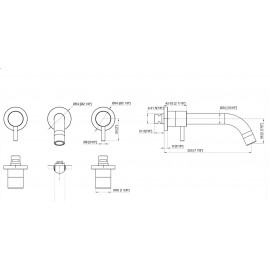 CHROME ROUND WALL TAP SET WITH SPOUT 1/4 TURN 6 STAR SHOWER SET  LAUNDRY FREE POST