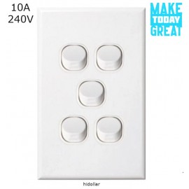 FIVE GANG POWER GLOSS SWITCH LIGHT ELECTRICAL SWITCH AU STAND 10A 5 GANG SAA