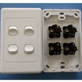 FOUR GANG POWER GLOSS SWITCH LIGHT ELECTRICAL SWITCH AU STAND 10A 4 GANG