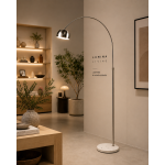 FISHING ARCO FLOOR LAMP LARGE RETRO FLOOR LIGHT WHITE MARBLE BASE REPLICA