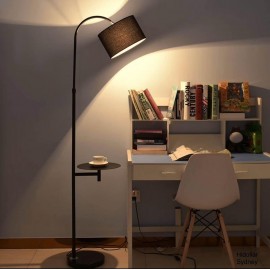 BLACK ARCO FLOOR LAMP RETRO FLOOR LIGHT MARBLE BASE SIDE TABLE DESK HI-ADJUST