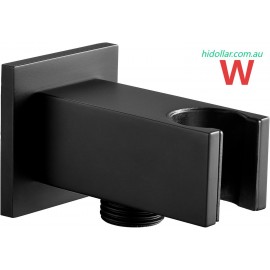 NO DRILLING BRASS SQUARE WALL ELBOW SHOWER HEAD HOLDER FIXED BRACKET BLACK