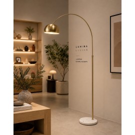 FISHING ARCO FLOOR LAMP LARGE RETRO FLOOR LIGHT MARBLE BASE REPLICA GOLD 185X90cm FISHING ARCO FLOOR LAMP LARGE RETRO FLOOR LIGHT MARBLE BASE REPLICA GOLD 185X90cm
