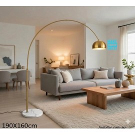 FISHING ARCO FLOOR LAMP LARGE RETRO FLOOR LIGHT WHITE BLACK MARBLE BASE REPLICA GOLD