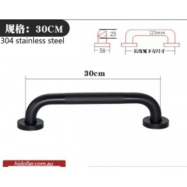BLACK STAINLESS STEEL BATHROOM SHOWER HAND RAIL HANDRAIL SAFE GRAB BAR 33/43CM