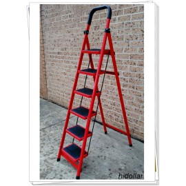 STEEL FRAME 6 WIDE TREAD STEP LADDER 184cm RUBBER GRIP FOLDABLE A FRAME