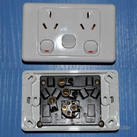 DOUBLE DUAL POWER SOCKET POWER POINT GPO 10A POWERPOINT EXTRA SWITCH GLOSS WHITE