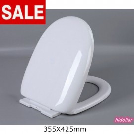 ROUND D-SHAPE SOFT CLOSE SOFT-CLOSE TOILET SEAT WHITE HINGES 355X425