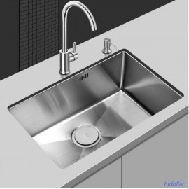 Kitchen Sink Bowl Under Top Mount 304 Stainless Steel Laundry Square Sink +Strainer 50X40cm