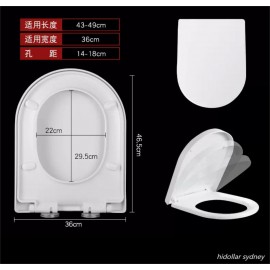 WHITE SQUARE D-SHAPE SOFT CLOSE SOFT-CLOSE TOILET SEAT HINGES QUICK RELEASE 465X360